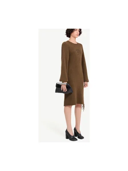 Sukienka midi Mm6 Maison Margiela wełniana brązowa