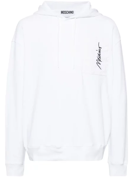 Hanorac cu glugă Moschino cu broderie alb