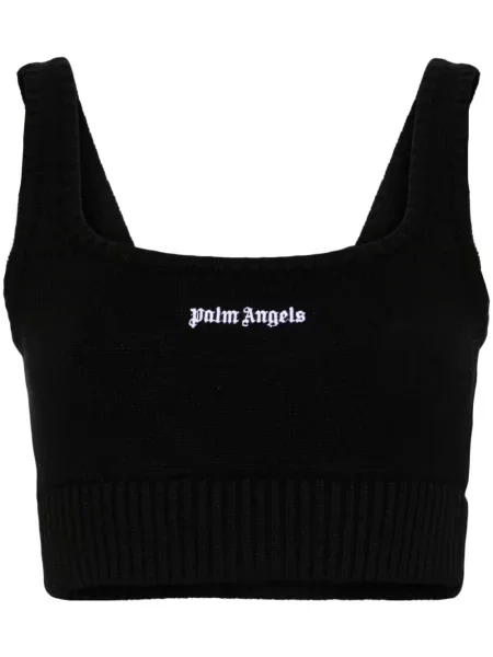 Top Palm Angels cu broderie negru