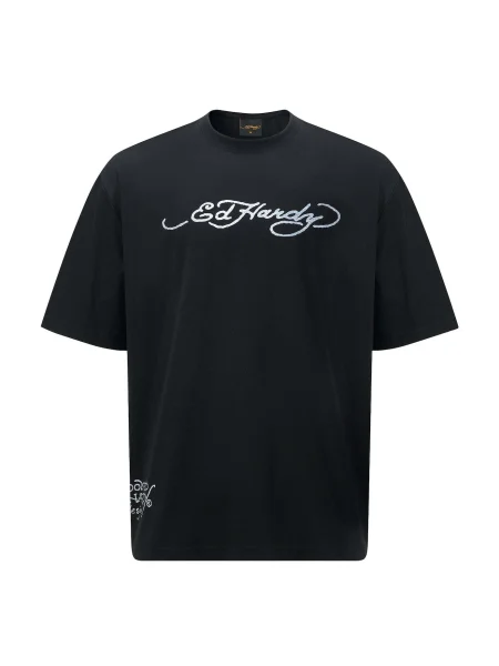 Ed Hardy Tričko Drags-Back šedá / antracitová / černá bílá