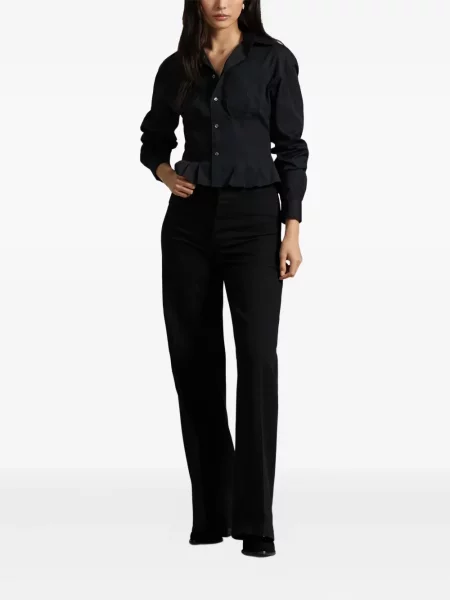 Spodnie Polo Ralph Lauren skórzane z nadrukiem z wzorem paisley czarne