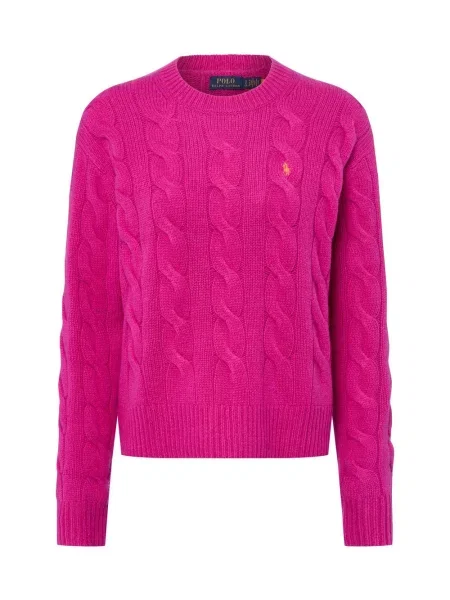 Polo Ralph Lauren sweter z dzianiny z zawartością kaszmiru Kobiety dzianina grubo tkana wyrazisty róż jednolity L