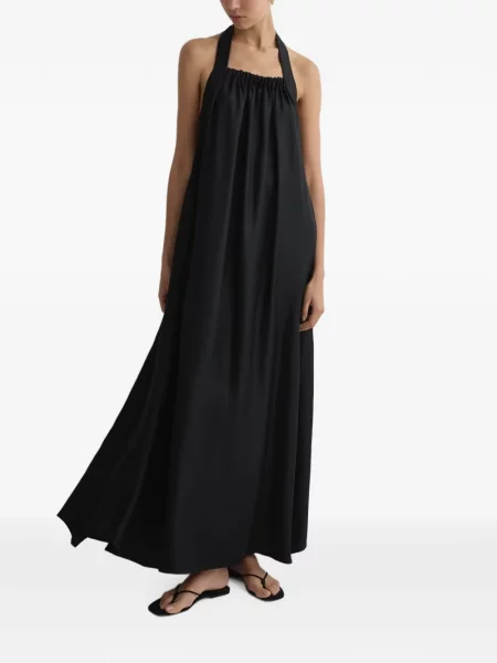 Rochie maxi Bondi Born de mătase cu gât halter negru
