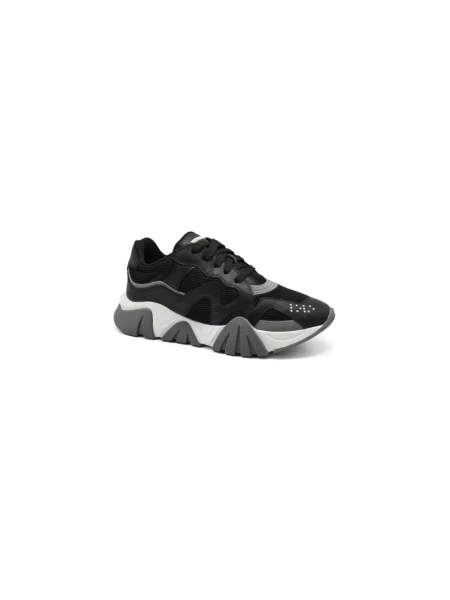 Sneakersy Versace skórzane z siateczki czarne