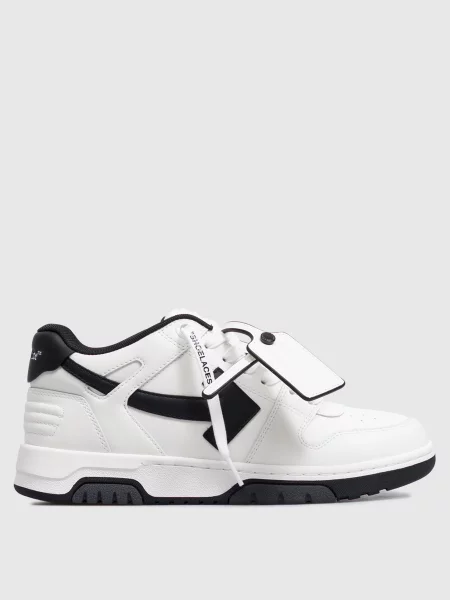 Кожаные кроссовки Off-white с принтом в деловом стиле белые
