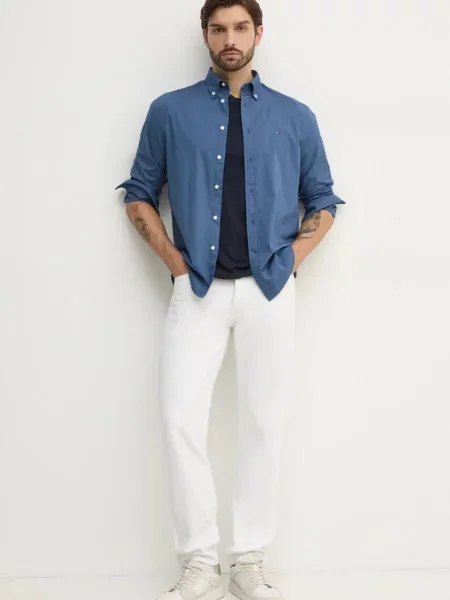 Košile Tommy Hilfiger regular s límečkem button-down modrá