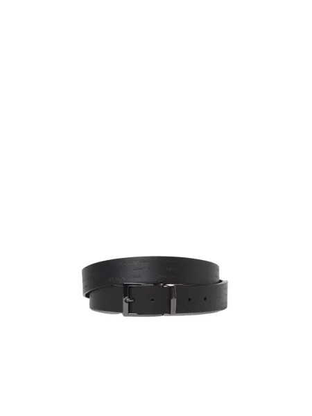 Emporio Armani Pasek skórzany dwustronny czarny