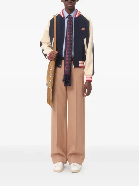 Pantaloni Valentino Garavani de lână maro