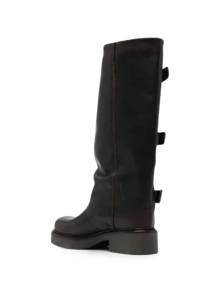 Botine Metisse din piele cu cataramă maro
