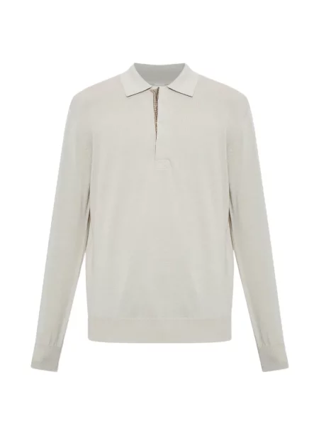 Tricou polo Eleventy în carouri gri