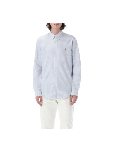 Koszula Ralph Lauren w paski z paskiem z twillu niebieska