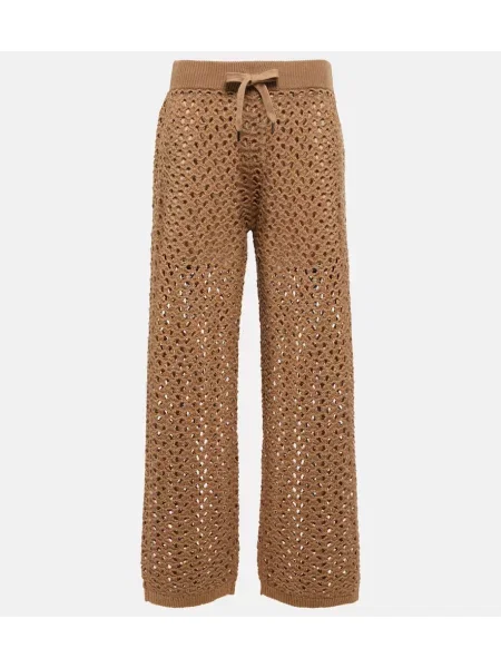 Lniane spodnie dresowe Brunello Cucinelli beżowe