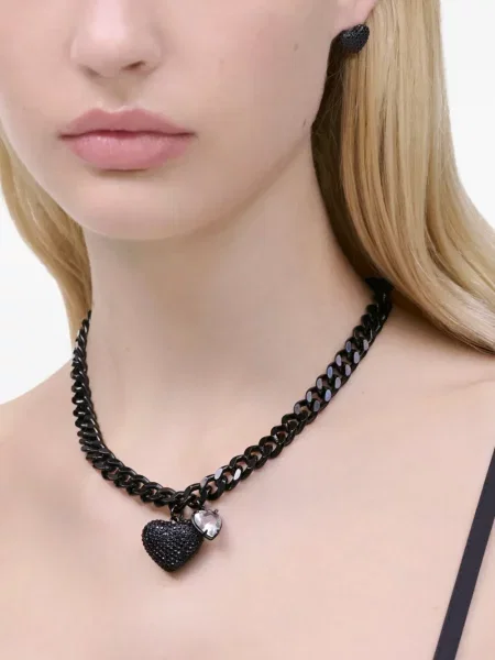 Colier Marc Jacobs cu motiv cu inimi negru