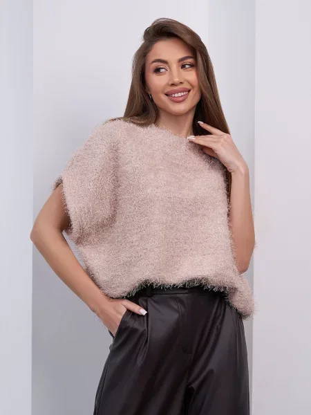 Светр ISSA Plus комбінований верх бежевий