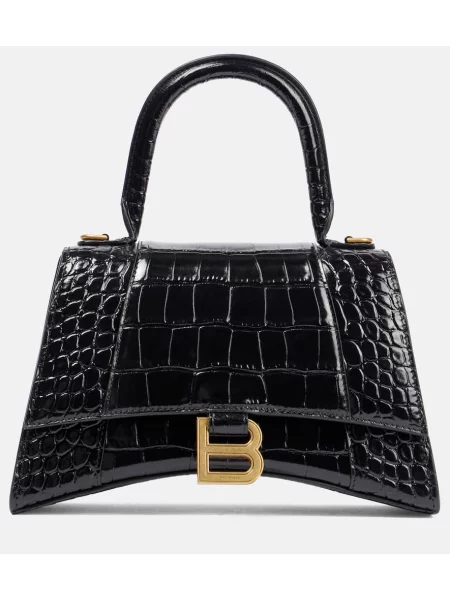 Torebka skórzana Balenciaga Hourglass skórzana czarna