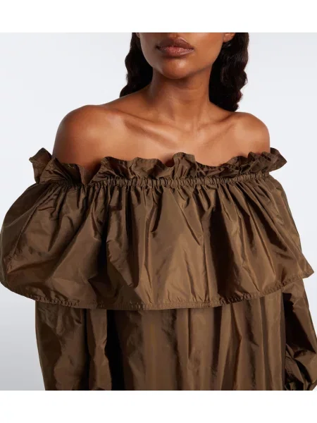 Rochie Saint Laurent cu volane din poplin maro