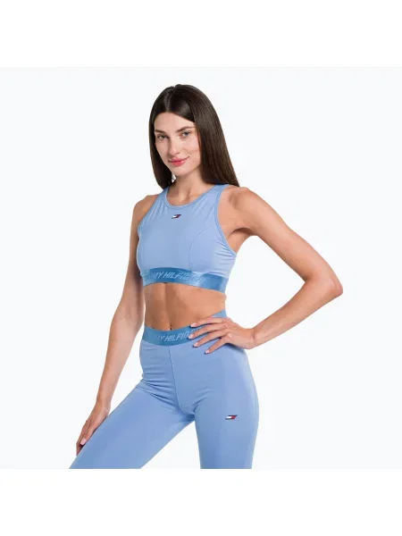 Fitness podprsenka Tommy Hilfiger Essentials Mid Int Racer Back modrá