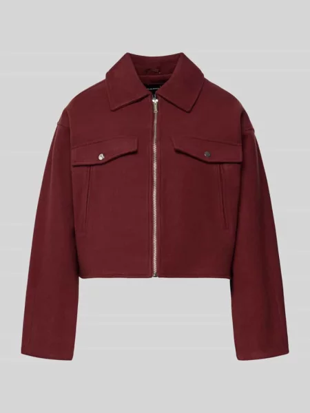 Kurtka koszulowa o kroju regular fit z zamkiem błyskawicznym model ‘FORTUNEFREJ’ Vero Moda bordowa