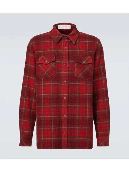 Kašmírová kostkovaná košile God's True Cashmere červená
