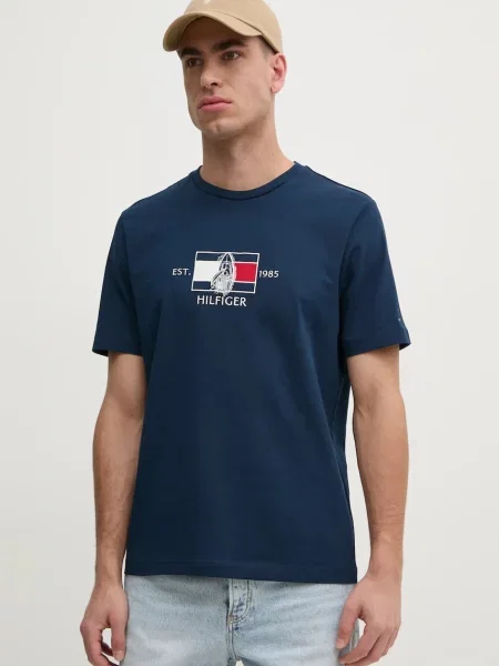 Kratka majica Tommy Hilfiger mornarsko modra
