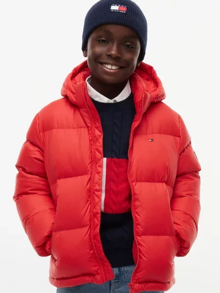 Tommy Hilfiger péřová bunda dětská červená