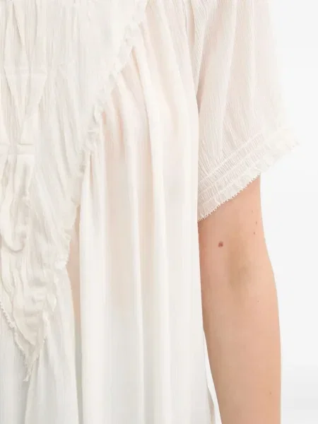 Top Munthe cu volane alb