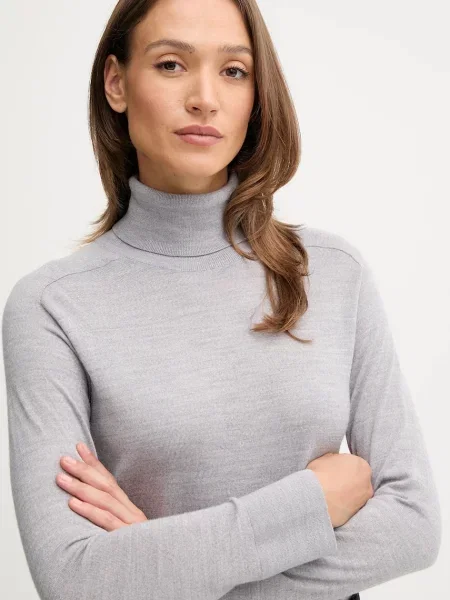 Вовняний светр United Colors of Benetton легкий гольф сірий