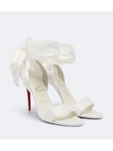 Sandale Christian Louboutin din satin alb