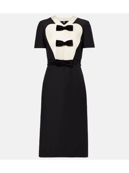 Midi obleka Valentino z lokom iz krep tkanine nad koleni črna