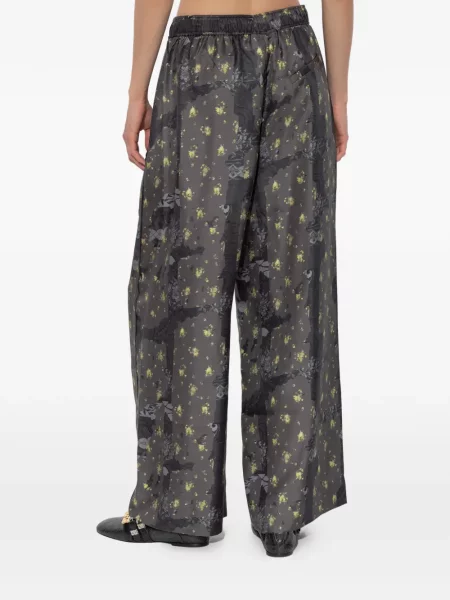 Pantaloni Ganni cu model floral gri