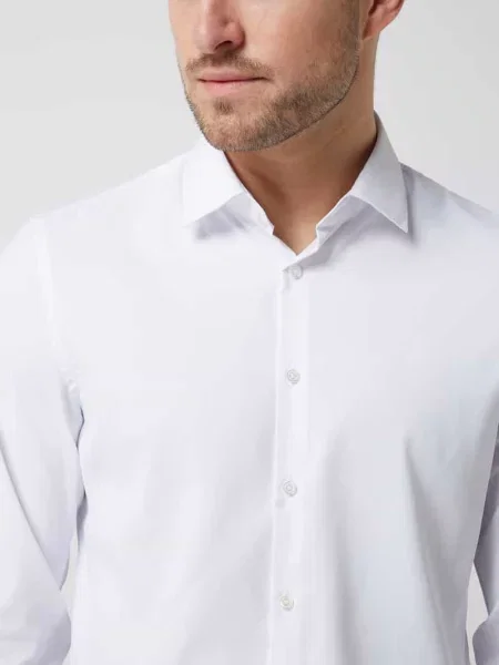 Koszula biznesowa o kroju slim fit z dodatkiem streczu i bardzo długim rękawem Jake*s biała