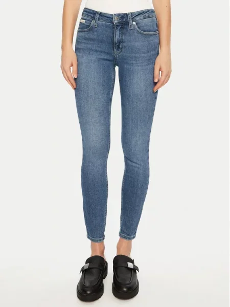 Skinny jeansy skinny Calvin Klein niebieskie