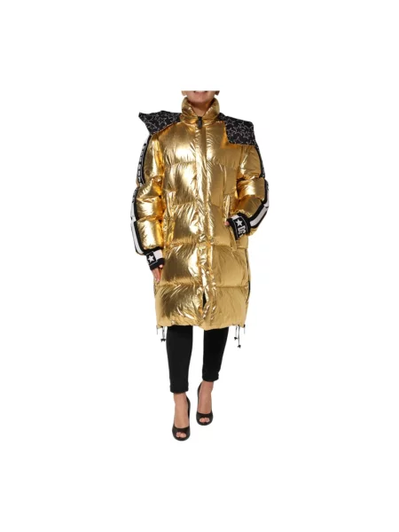 Kurtka puchowa Dolce And Gabbana z logo żółta