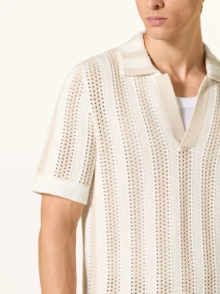 Reiss Pletená Polokošile Globe krémová béžová