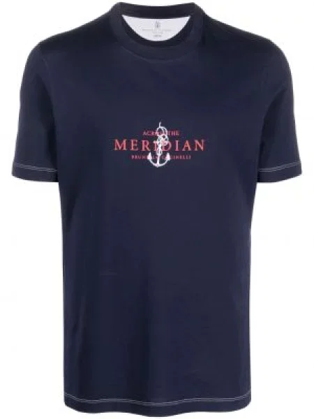 Tricou Brunello Cucinelli cu imagine albastru