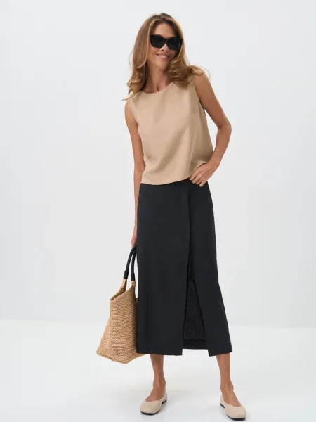 Лляна Спідниця міді TrikoBakh чорний