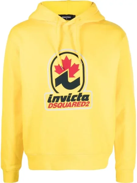 Суичър с качулка Dsquared2 с принт жълто