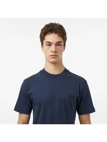 Lacoste T-Shirt Z Okrągłym Dekoltem Relaxed Fit granatowy