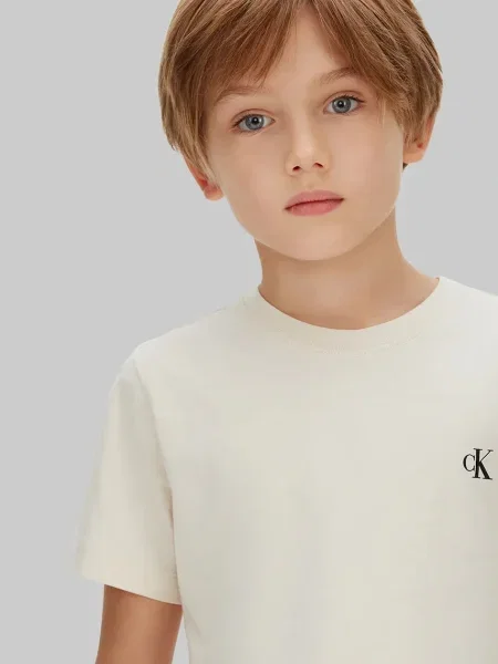 Calvin Klein Jeans Póló / világosbarna / fekete / fehér bézs