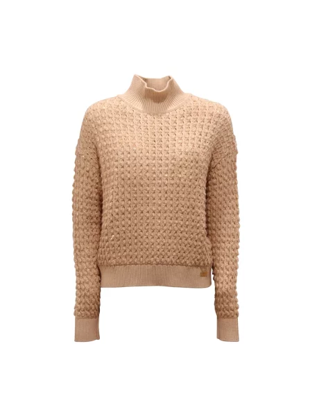 Sweter z golfem Elisabetta Franchi do golfa beżowy