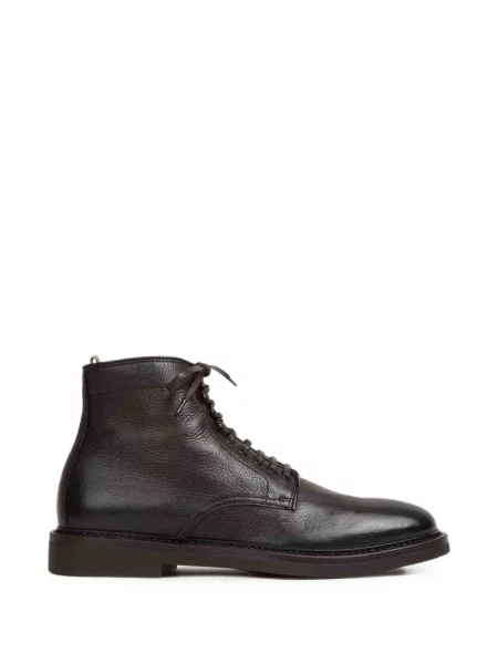 Botine Officine Creative cu șireturi din piele maro