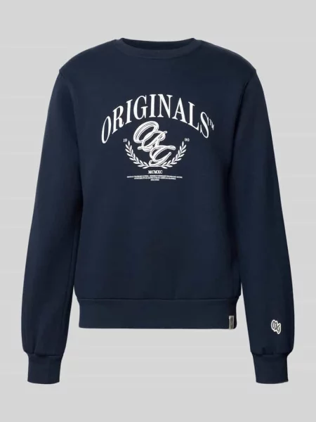 Bluza z nadrukiem z logo model FREDERIKSBERG' Jack & Jones granatowa