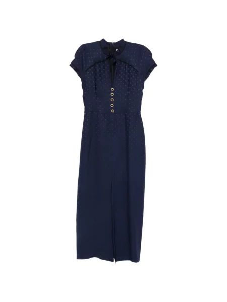Rochie midi Alessandra Rich cu imagine cu legături albastru
