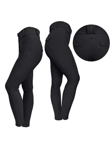 Legginsy jeździeckie z pełnym lejem JD ATTACK Elite czarne