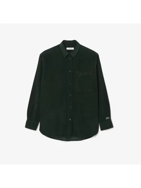 Lacoste Sztruksowa Koszula Wierzchnia O Luźnym Kroju zielona