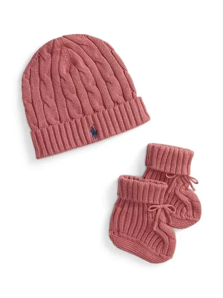 Komplet kapa in nogavice Polo Ralph Lauren Temno rožnata roza