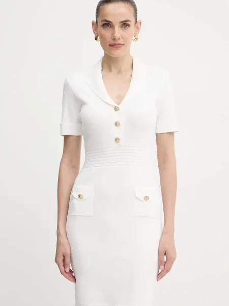 Guess sukienka FELICITY mini dopasowana beżowy