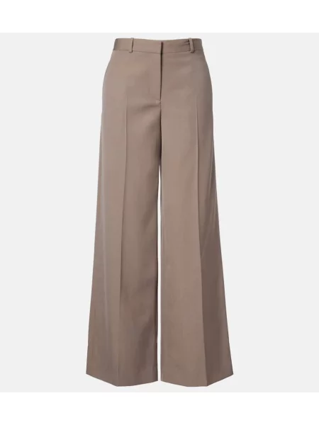 Pantaloni The Row de lână cu picior lat gri