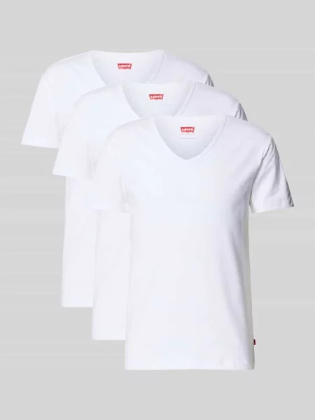 T-shirt o kroju regular fit z czystej bawełny w zestaw 3 szt. model SOLID' Levi's biała
