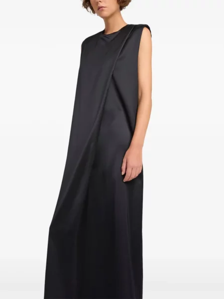 Rochie maxi Yves Salomon din satin de costum negru